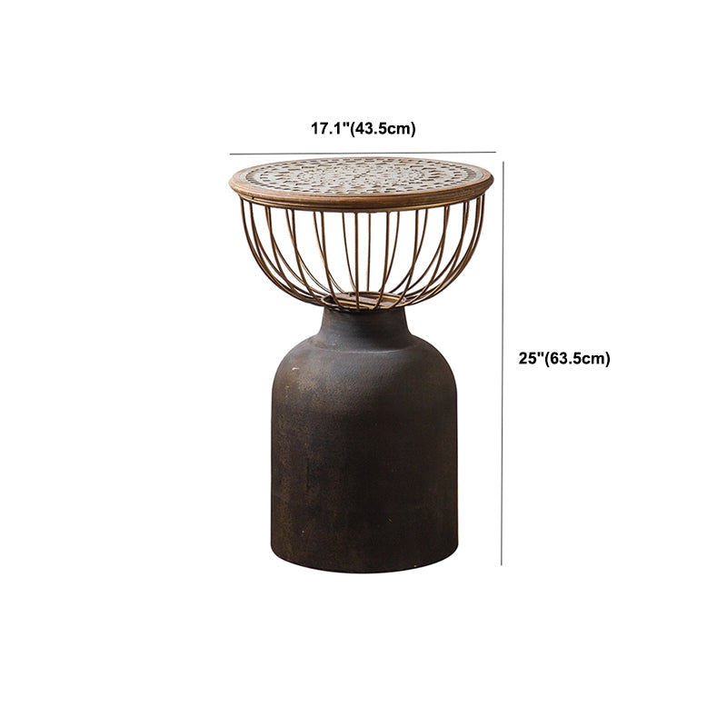 Table basse en bois vieilli de campagne française, Table de Cocktail ronde pour le salon