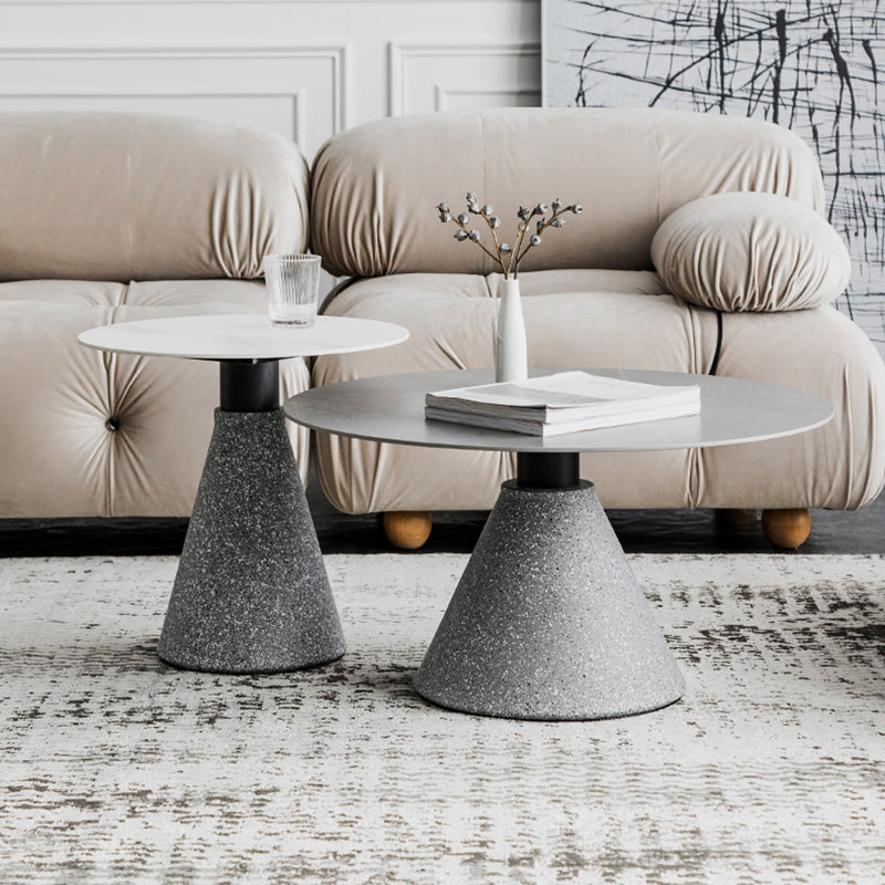 Slate Coffee Table Round Modern Minimalist Coffee Table for Living Room