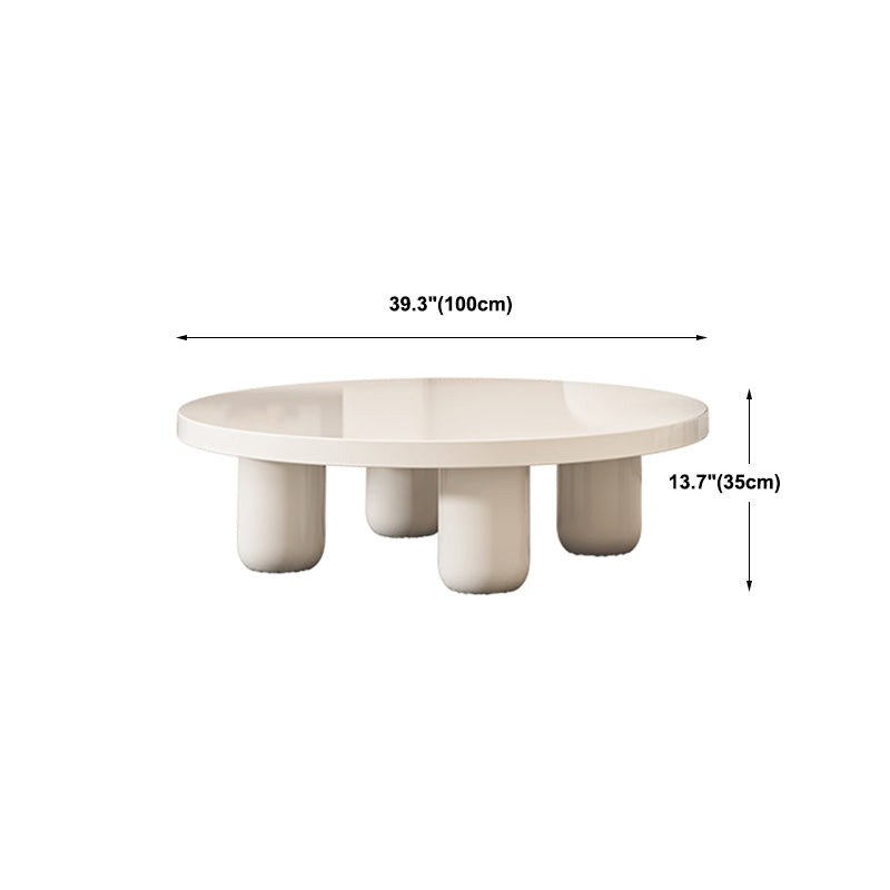 Solid Wood 4 Legs Coffee Table Round Minimalist Coffee Table
