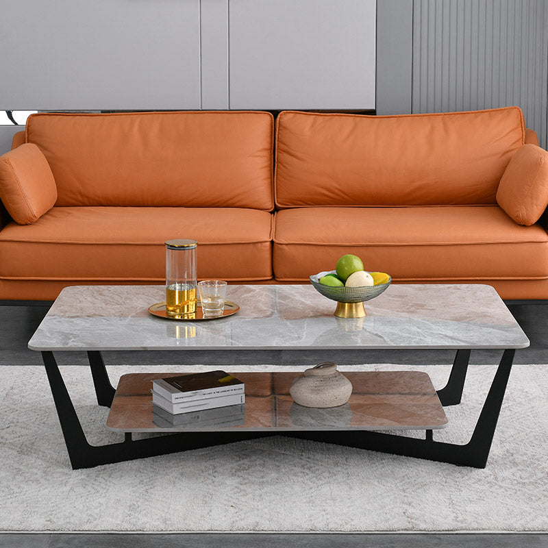 Slate Cross Legs Coffee Table Rectangular Modern Minimalist Coffee Table