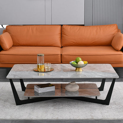 Slate Cross Legs Coffee Table Rectangular Modern Minimalist Coffee Table