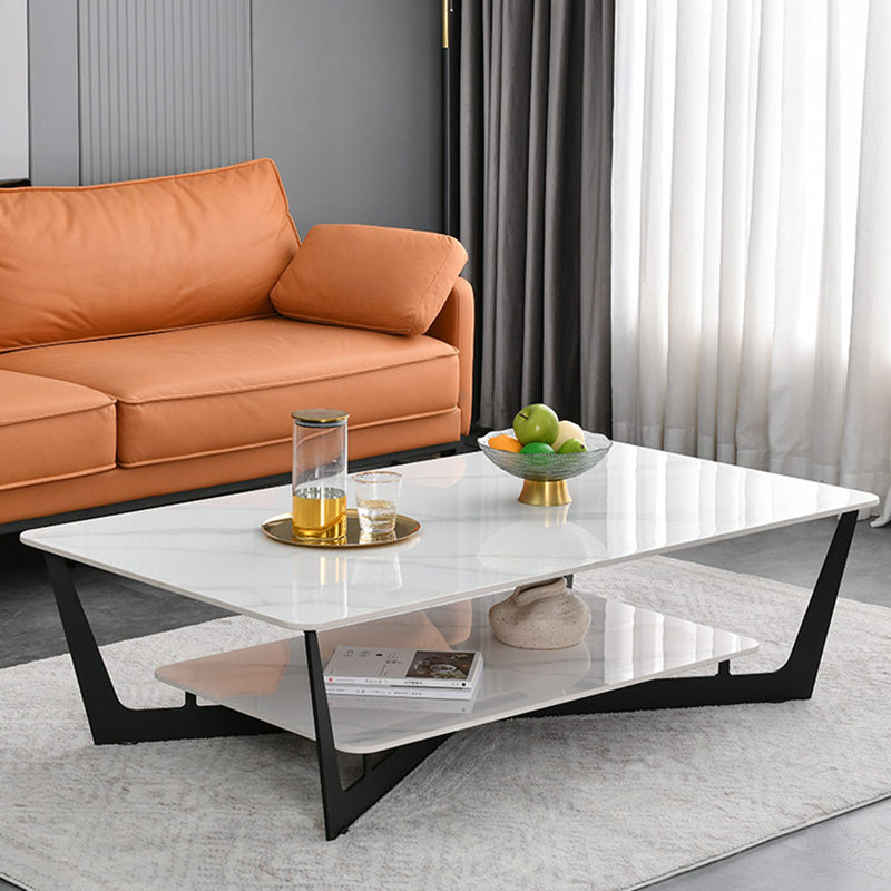 Slate Cross Legs Coffee Table Rectangular Modern Minimalist Coffee Table