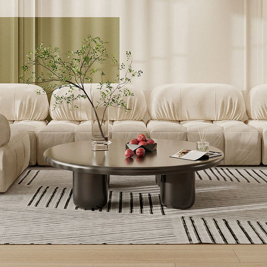 Solid Wood 4 Legs Coffee Table Round Modern Minimalist Coffee Table Clearhalo 'Coffee & Accent Tables' 'Coffee Tables' 'coffee_tables' 'furn' 'furn_coffee_tables' 'Furniture' 'Living Room Furniture' 5647159