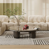 Solid Wood 4 Legs Coffee Table Round Modern Minimalist Coffee Table Clearhalo 'Coffee & Accent Tables' 'Coffee Tables' 'coffee_tables' 'furn' 'furn_coffee_tables' 'Furniture' 'Living Room Furniture' 5647159