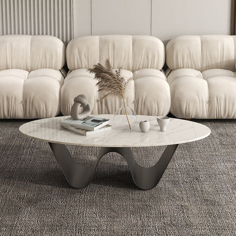 1 Slate Coffee Table Oval Modern Minimalist Coffee Table for Living Room Clearhalo 'Coffee & Accent Tables' 'Coffee Tables' 'coffee_tables' 'furn' 'furn_coffee_tables' 'Furniture' 'Living Room Furniture' 5647170