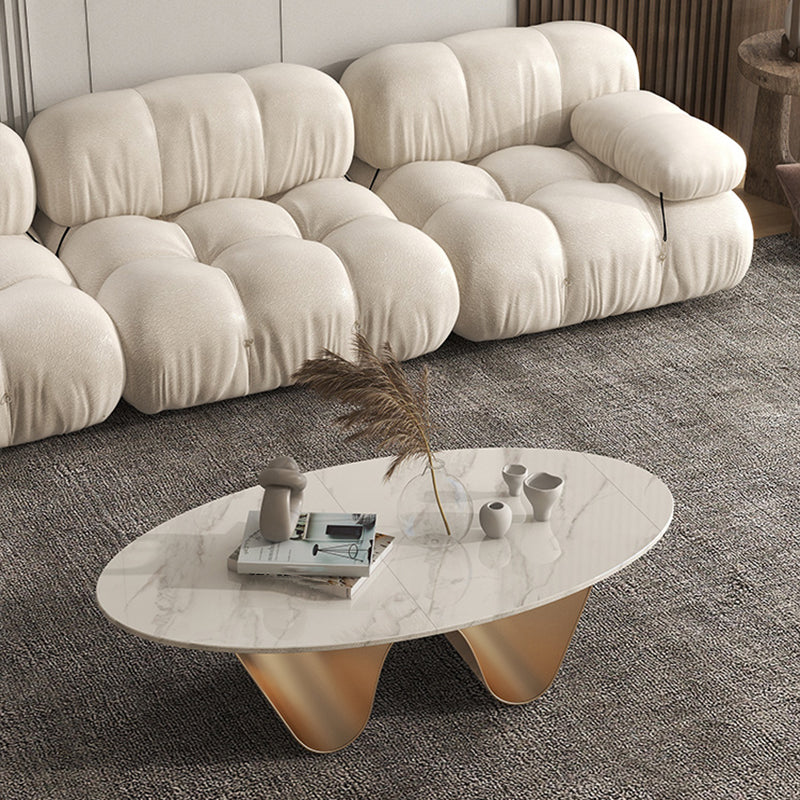 1 Slate Coffee Table Oval Modern Minimalist Coffee Table for Living Room Clearhalo 'Coffee & Accent Tables' 'Coffee Tables' 'coffee_tables' 'furn' 'furn_coffee_tables' 'Furniture' 'Living Room Furniture' 5647174