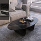 1 Slate Coffee Table Oval Modern Minimalist Coffee Table for Living Room Black Matte Black Clearhalo 'Coffee & Accent Tables' 'Coffee Tables' 'coffee_tables' 'furn' 'furn_coffee_tables' 'Furniture' 'Living Room Furniture' 5647176