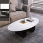 1 Slate Coffee Table Oval Modern Minimalist Coffee Table for Living Room Black Matte White Clearhalo 'Coffee & Accent Tables' 'Coffee Tables' 'coffee_tables' 'furn' 'furn_coffee_tables' 'Furniture' 'Living Room Furniture' 5647177