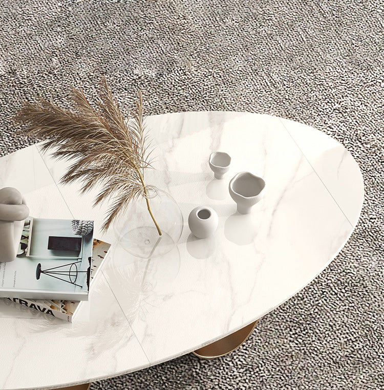 1 Slate Coffee Table Oval Modern Minimalist Coffee Table for Living Room Clearhalo 'Coffee & Accent Tables' 'Coffee Tables' 'coffee_tables' 'furn' 'furn_coffee_tables' 'Furniture' 'Living Room Furniture' 5647178