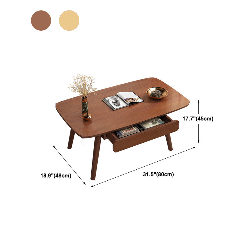 Solid Wood 4 Legs Coffee Table Rectangular Coffee Table with Storage Clearhalo 'Coffee & Accent Tables' 'Coffee Tables' 'coffee_tables' 'furn' 'furn_coffee_tables' 'Furniture' 'Living Room Furniture' 5647223