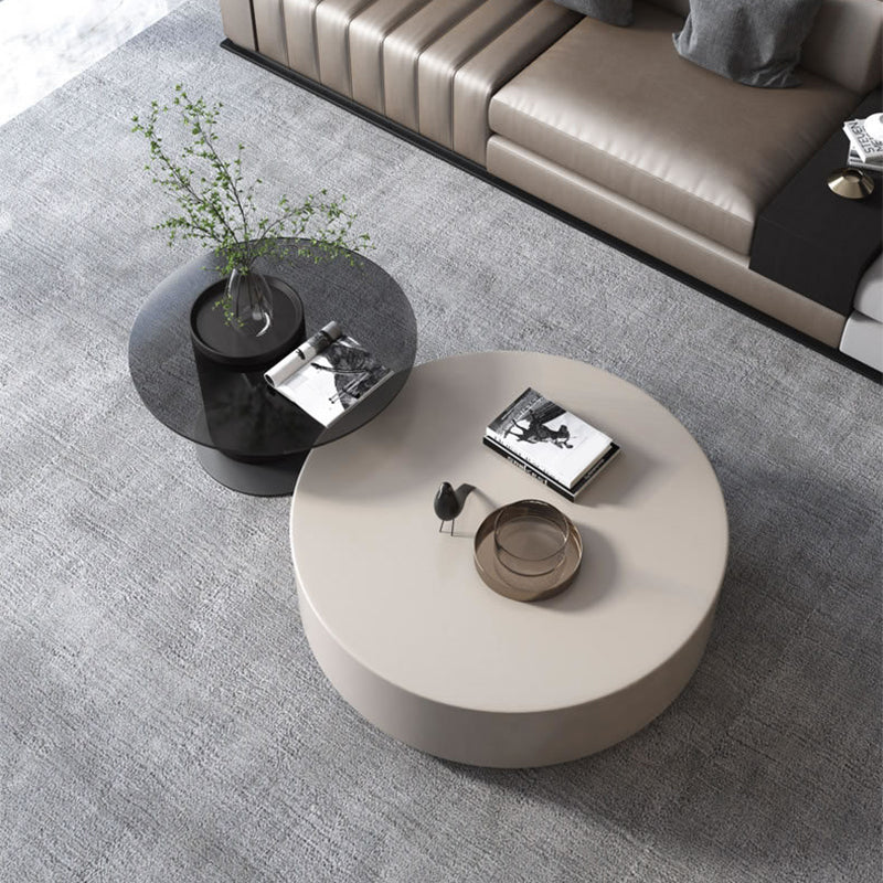 Rectangular Drum Base Solid Wood Table Frame Nordic Style Coffee Table with Drawer