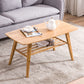 Nordic Style Rectangular Solid Wood Table with Storage Shelf 4 Legs Base Coffee Table