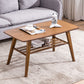 Nordic Style Rectangular Solid Wood Table with Storage Shelf 4 Legs Base Coffee Table