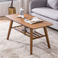 Nordic Style Rectangular Solid Wood Table with Storage Shelf 4 Legs Base Coffee Table