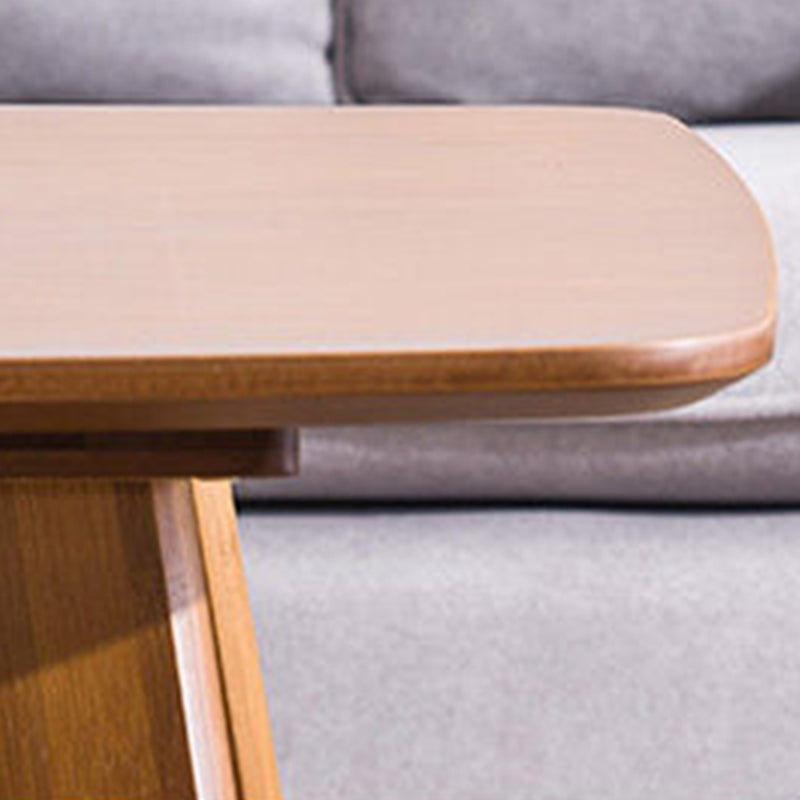 Nordic Style Rectangular Solid Wood Table with Storage Shelf 4 Legs Base Coffee Table