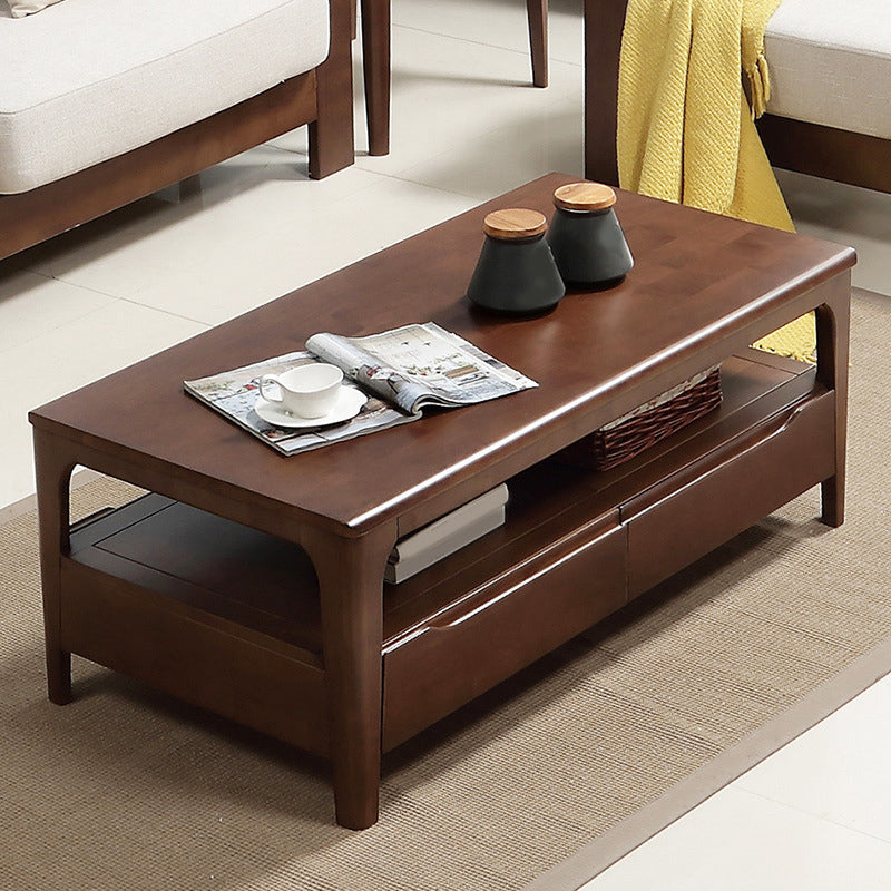 引き出し付き長方形の4脚のベースソリッドウッドテーブル北欧スタイルのコーヒーテーブル