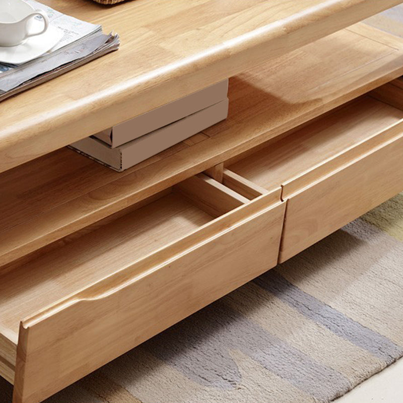 引き出し付き長方形の4脚のベースソリッドウッドテーブル北欧スタイルのコーヒーテーブル