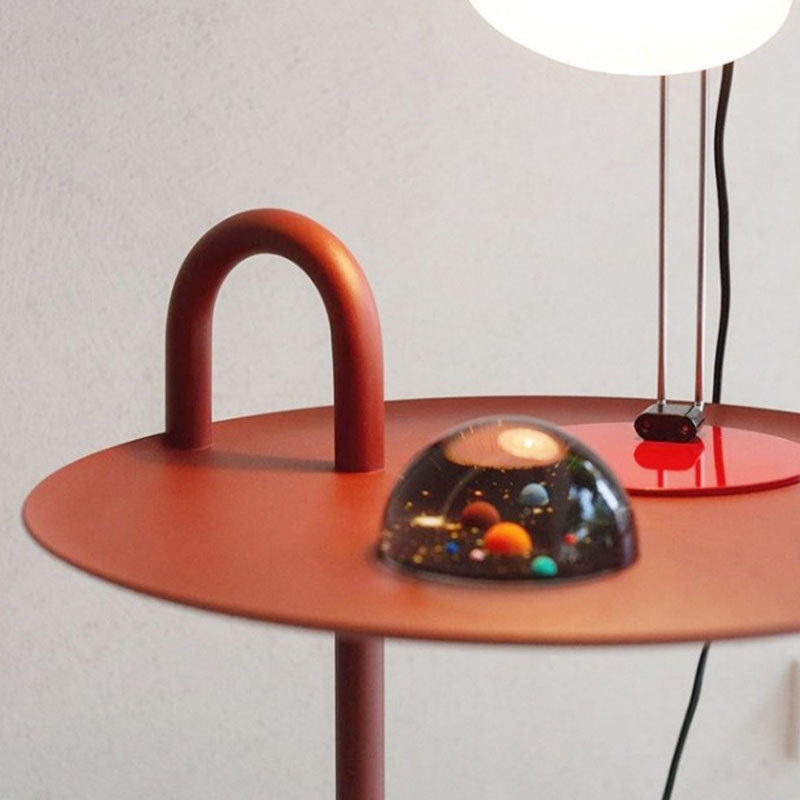 Round Metal Table and Stone Pedestal Base Base Medieval Modern Style Side Table