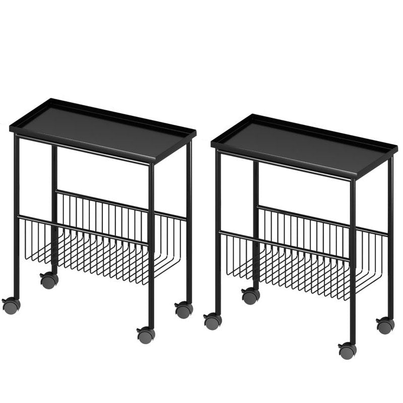 Tavolo superiore del vassoio del vassoio rettangolo in metallo della metà secolo 4 gambe tavolino con archiviazione