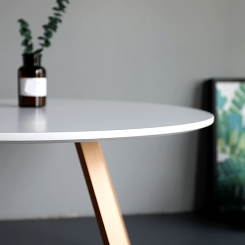 Tavolo in legno solido rotondo in stile nordico con tavola laterale incrociata in legno