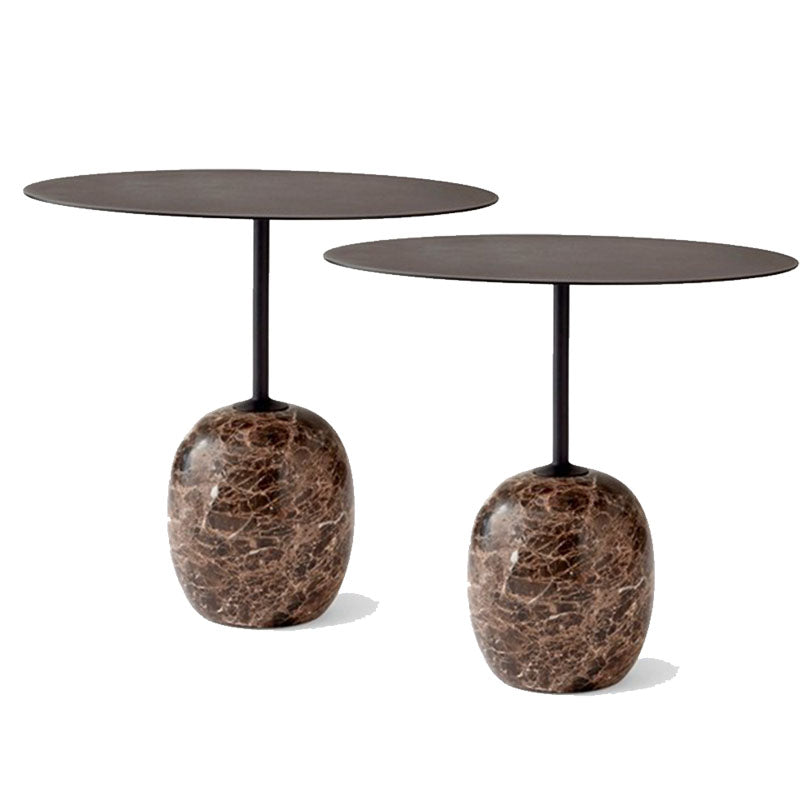 Mid-Century 17.7"/19.6" Metal Round Top Side Table Marble Pedestal End Table