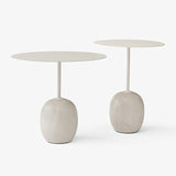 Mid-Century 17.7"/19.6" Metal Round Top Side Table Marble Pedestal End Table