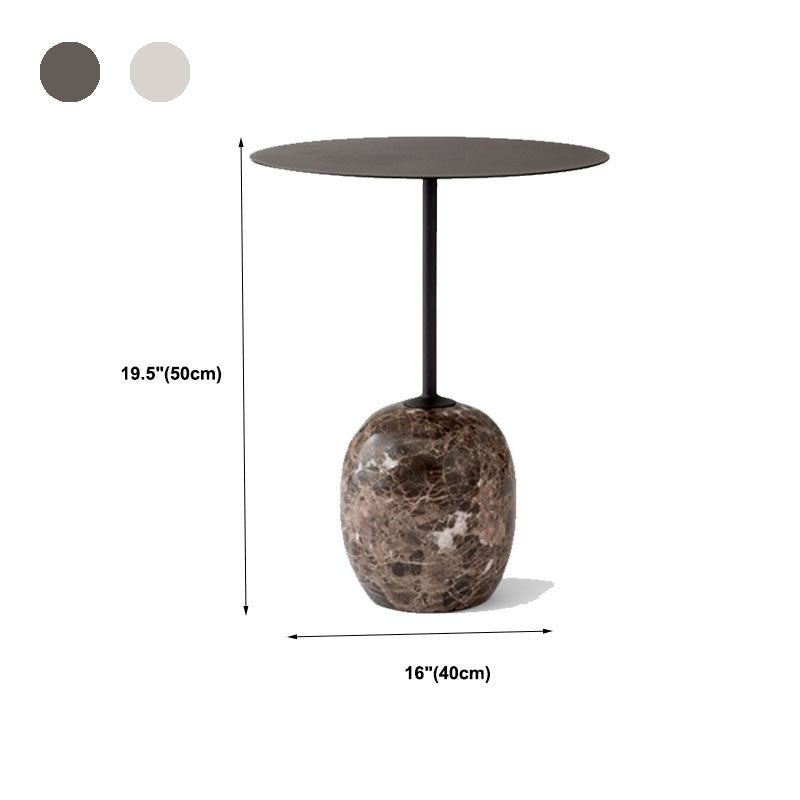 Mid-Century 17.7"/19.6" Metal Round Top Side Table Marble Pedestal End Table