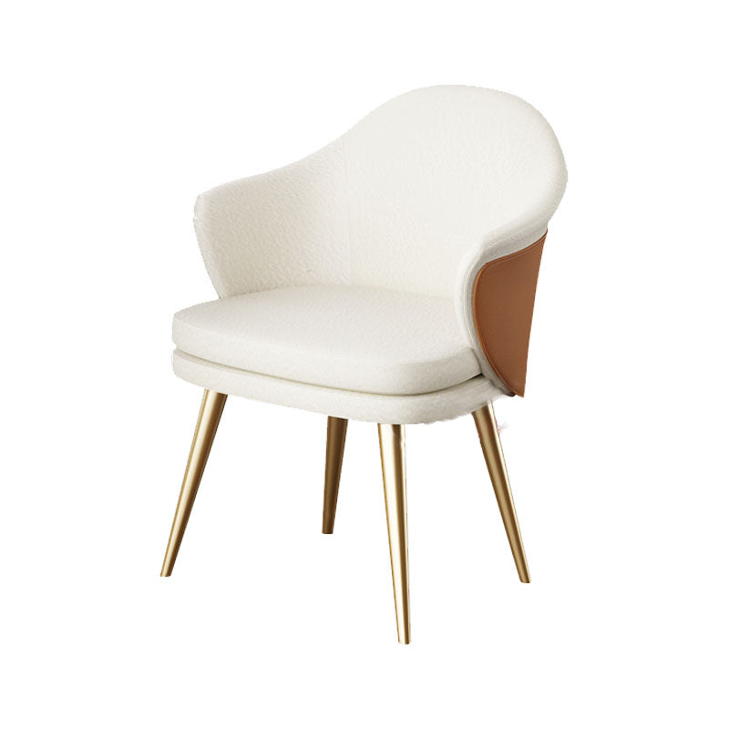 Nordic Style Metal Dining Chair Upholstered Arm Chair for Restaurant Use White-Gold 1 Piece Clearhalo 'Dining Chairs' 'Dining Tables & Seating' 'dining_chair' 'furn' 'furn_dining_chair' 'Furniture' 'Kitchen & Dining Furniture' 5647881