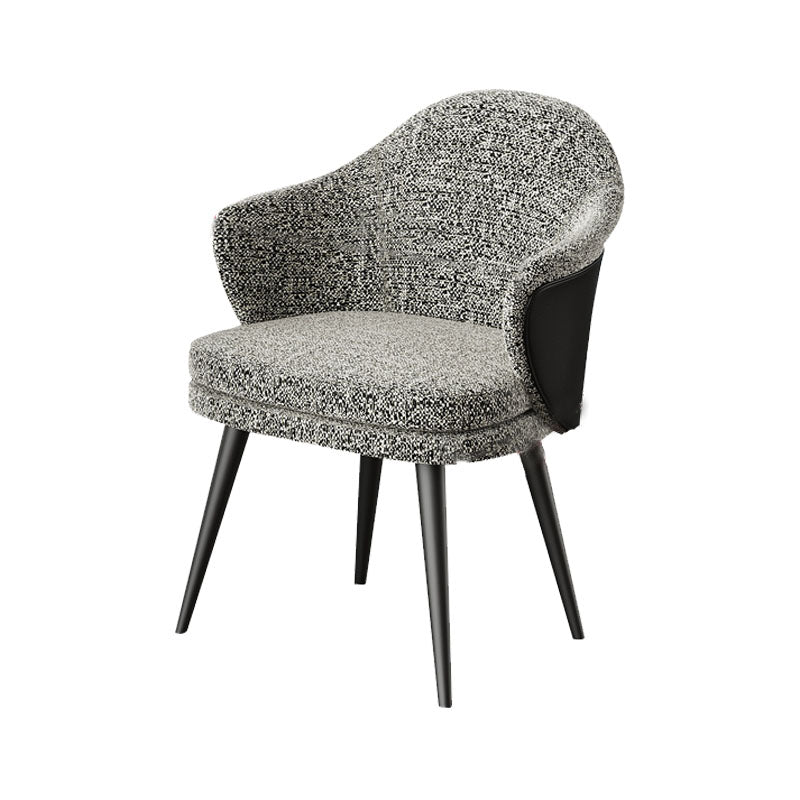 Nordic Style Metal Dining Chair Upholstered Arm Chair for Restaurant Use Black 1 Piece Clearhalo 'Dining Chairs' 'Dining Tables & Seating' 'dining_chair' 'furn' 'furn_dining_chair' 'Furniture' 'Kitchen & Dining Furniture' 5647882