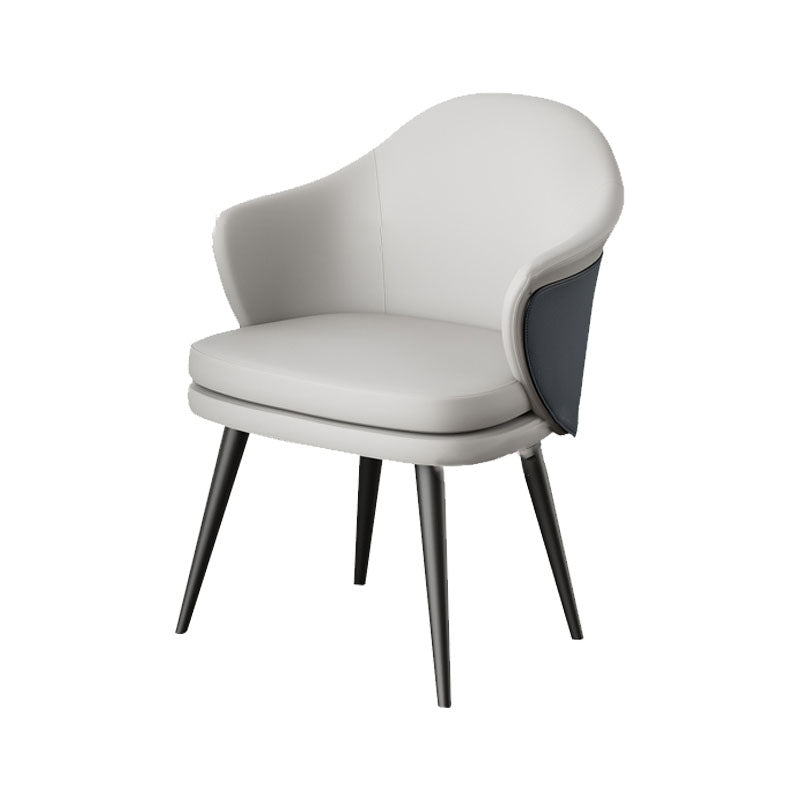 Nordic Style Metal Dining Chair Upholstered Arm Chair for Restaurant Use Grey 1 Piece Clearhalo 'Dining Chairs' 'Dining Tables & Seating' 'dining_chair' 'furn' 'furn_dining_chair' 'Furniture' 'Kitchen & Dining Furniture' 5647884