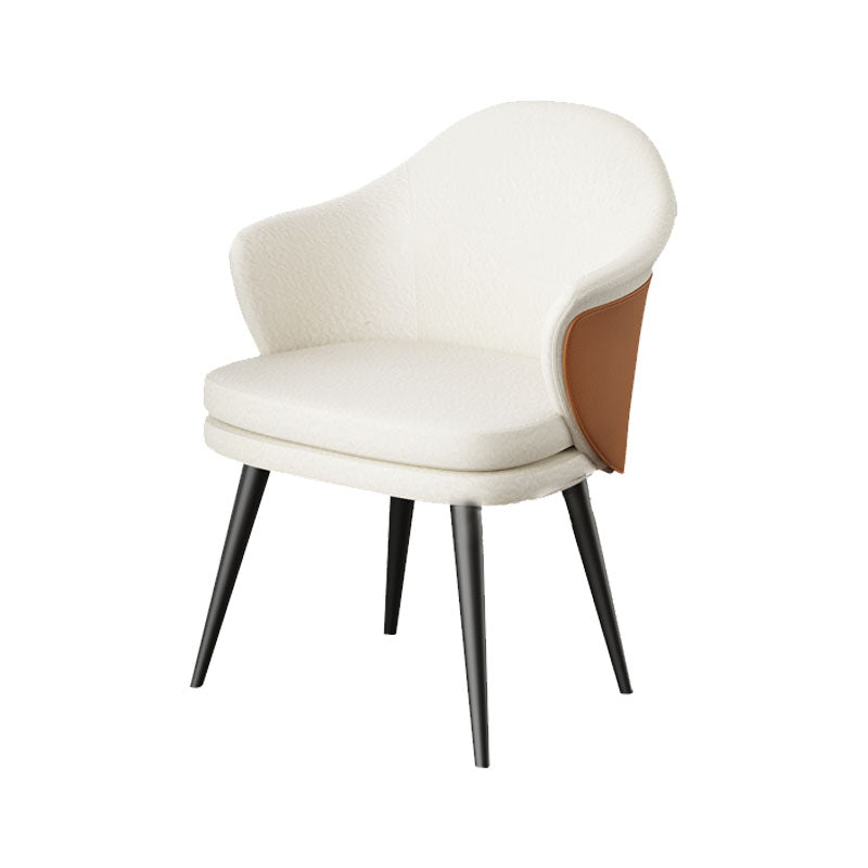 Nordic Style Metal Dining Chair Upholstered Arm Chair for Restaurant Use White 1 Piece Clearhalo 'Dining Chairs' 'Dining Tables & Seating' 'dining_chair' 'furn' 'furn_dining_chair' 'Furniture' 'Kitchen & Dining Furniture' 5647887