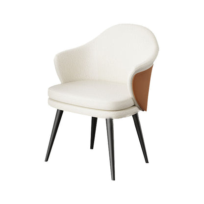 Nordic Style Metal Dining Chair Upholstered Arm Chair for Restaurant Use White 1 Piece Clearhalo 'Dining Chairs' 'Dining Tables & Seating' 'dining_chair' 'furn' 'furn_dining_chair' 'Furniture' 'Kitchen & Dining Furniture' 5647887