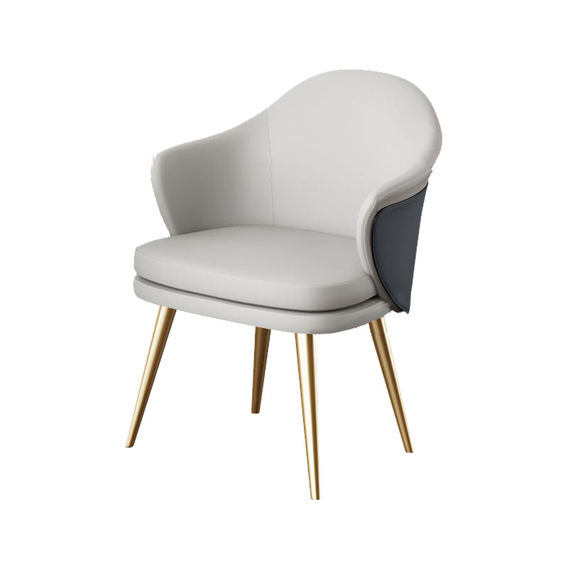 Nordic Style Metal Dining Chair Upholstered Arm Chair for Restaurant Use Gray-Gold 1 Piece Clearhalo 'Dining Chairs' 'Dining Tables & Seating' 'dining_chair' 'furn' 'furn_dining_chair' 'Furniture' 'Kitchen & Dining Furniture' 5647890