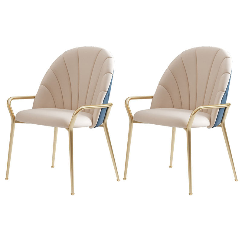Sedia per sala da pranzo in metallo glam braccio laterale in pelle sintonizzata per uso del ristorante