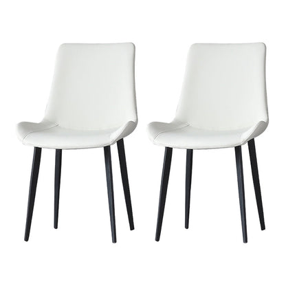 Silla lateral de cuero de casa contemporánea silla de comedor sólido de acabado mate