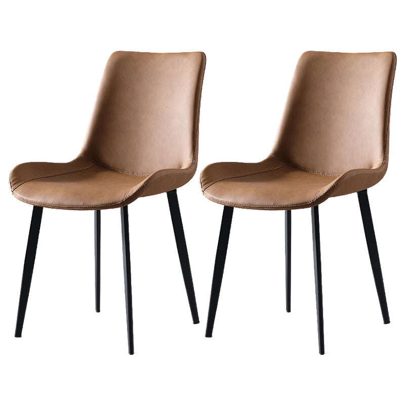 Silla lateral de cuero de casa contemporánea silla de comedor sólido de acabado mate