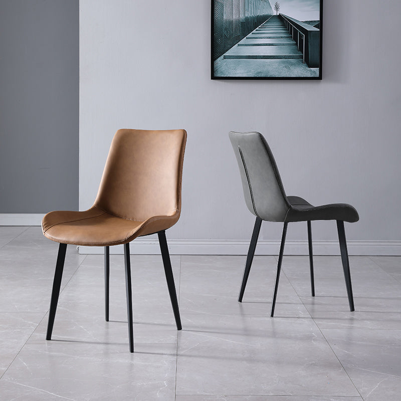 Silla lateral de cuero de casa contemporánea silla de comedor sólido de acabado mate