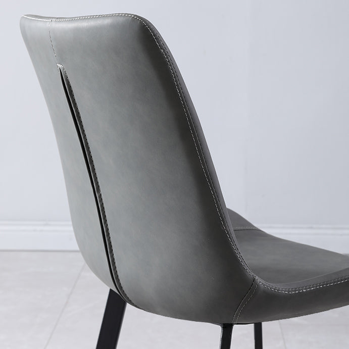 Silla lateral de cuero de casa contemporánea silla de comedor sólido de acabado mate