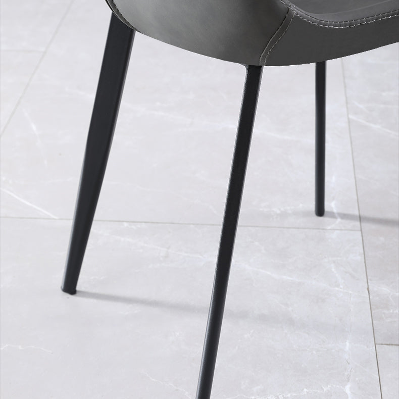 Silla lateral de cuero de casa contemporánea silla de comedor sólido de acabado mate