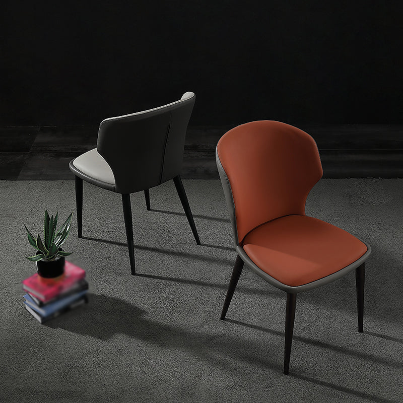 モダンレストランレザーサイドチェアマットフィニッシュウィングバックダイニングチェア