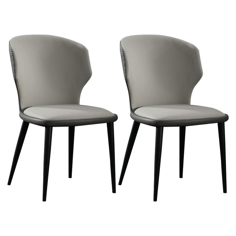 モダンレストランレザーサイドチェアマットフィニッシュウィングバックダイニングチェア