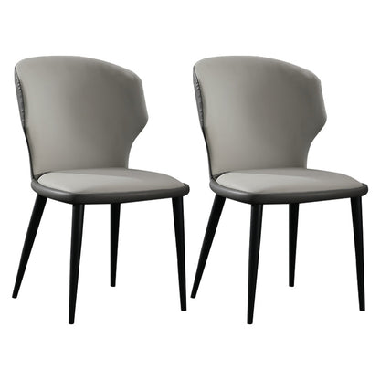 モダンレストランレザーサイドチェアマットフィニッシュウィングバックダイニングチェア