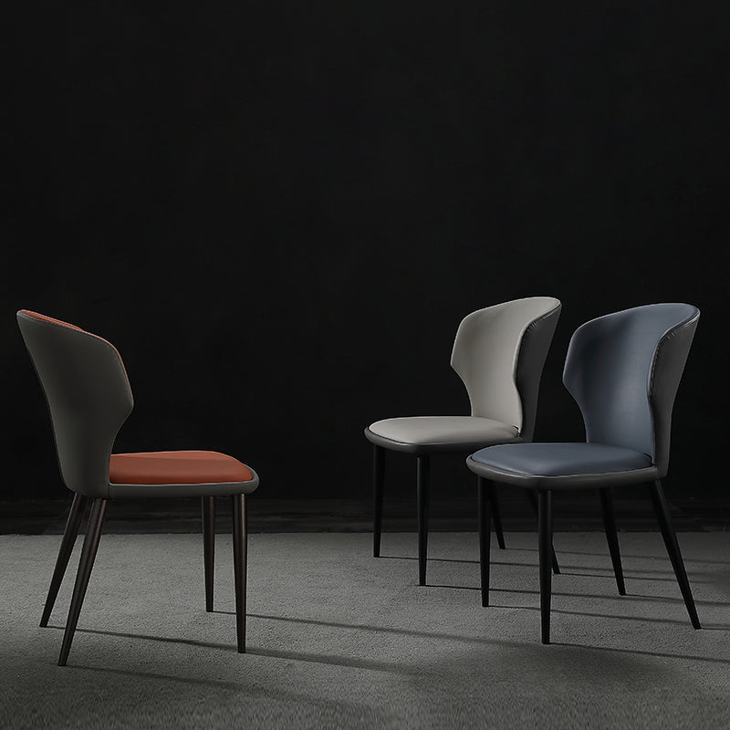 モダンレストランレザーサイドチェアマットフィニッシュウィングバックダイニングチェア