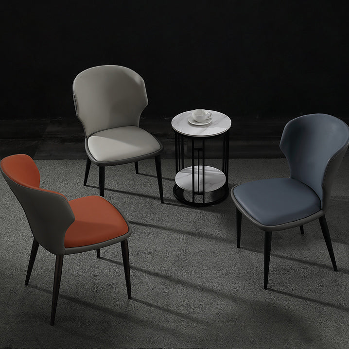 モダンレストランレザーサイドチェアマットフィニッシュウィングバックダイニングチェア