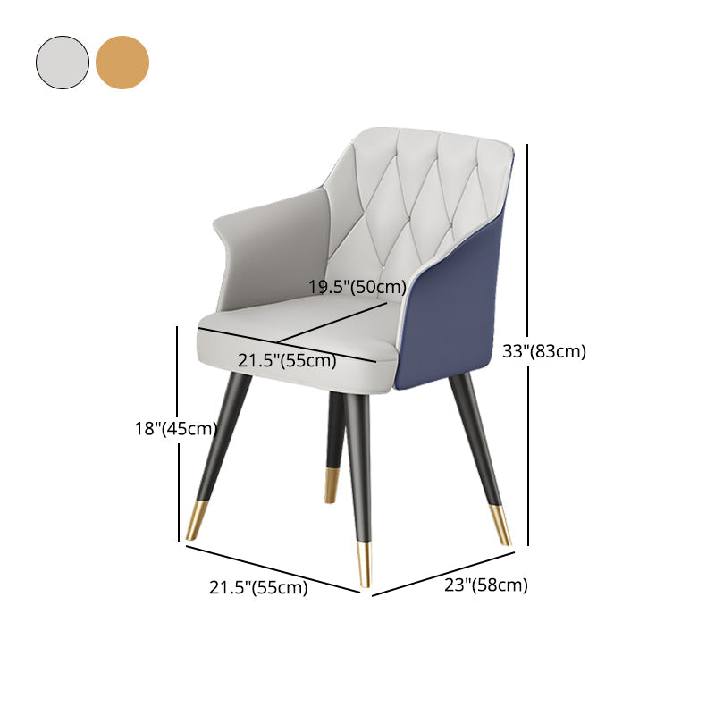 Metal Arm Chair Glam Faux Leather Dining Room Chairs for Restaurant Use