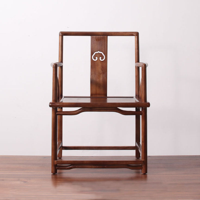 Traditional Style Dining Chairs Dining Arm Side Chair with Wooden Legs Walnut 1 Piece Clearhalo 'Dining Chairs' 'Dining Tables & Seating' 'dining_chair' 'furn' 'furn_dining_chair' 'Furniture' 'Kitchen & Dining Furniture' 5648174