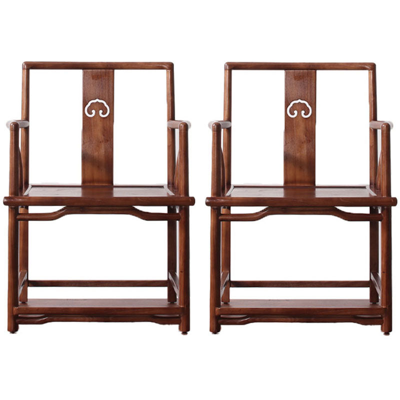 Traditional Style Dining Chairs Dining Arm Side Chair with Wooden Legs Walnut 2 Piece Set Clearhalo 'Dining Chairs' 'Dining Tables & Seating' 'dining_chair' 'furn' 'furn_dining_chair' 'Furniture' 'Kitchen & Dining Furniture' 5648175