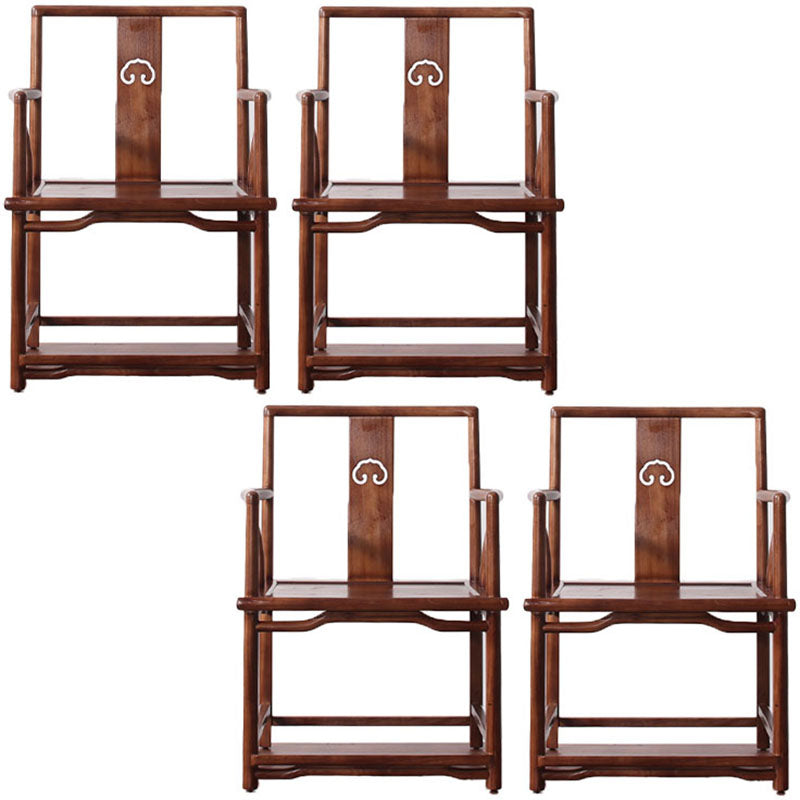 Traditional Style Dining Chairs Dining Arm Side Chair with Wooden Legs Walnut 4 Piece Set Clearhalo 'Dining Chairs' 'Dining Tables & Seating' 'dining_chair' 'furn' 'furn_dining_chair' 'Furniture' 'Kitchen & Dining Furniture' 5648177
