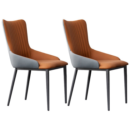 モダンホームレザーアームチェアマット仕上げソリッドバックダイニングチェア