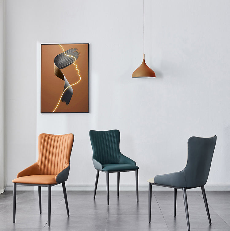 モダンホームレザーアームチェアマット仕上げソリッドバックダイニングチェア